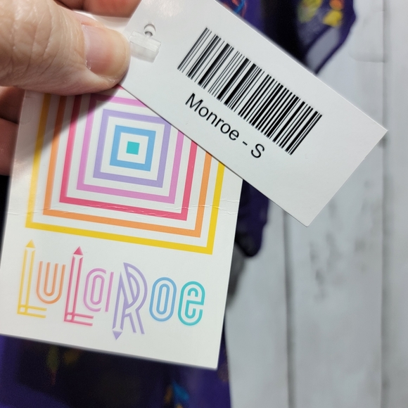 NWT LuLaRoe Monroe Kimono Fringe Hem Trim Coverup Top Purple Size Small 0-12. - Picture 6 of 8